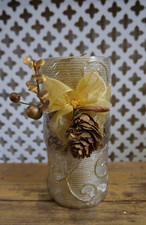 Primark Pillar Candle Gold Mix Stars & Swirls Ribbon & Embellishments/NEW