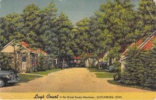 Vintage Lay's Court Cottages Gatlinburg TN Great Smoky Mountains Postcard