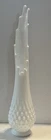 Vintage Mid Century Swung Fenton Glass Vase Hobnail White Milk Glass 15.5”Tall