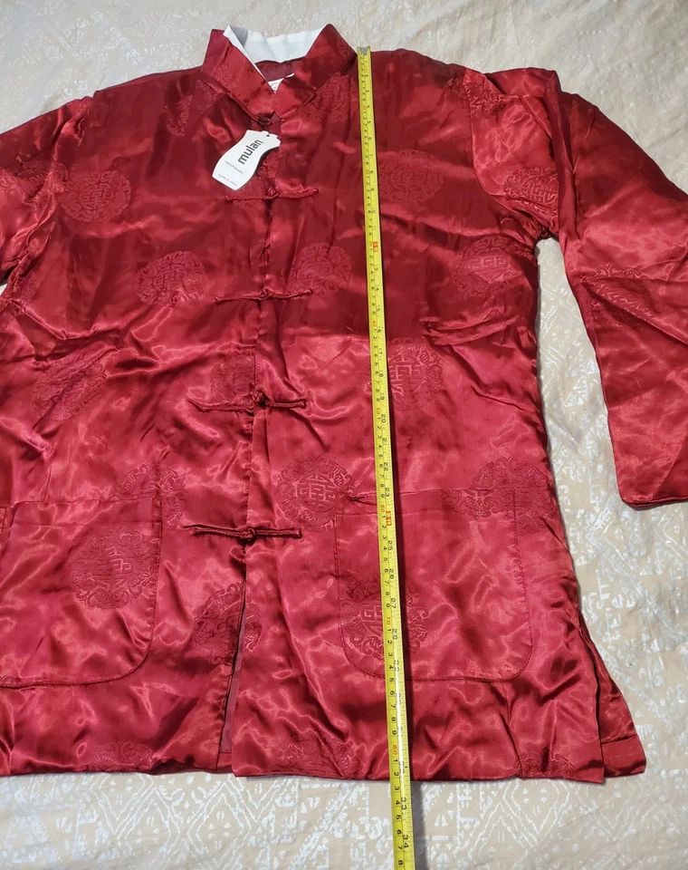 Traje Chaqueta Tradicional Chino Tang Rojo Satén Estilo Chengsam Moda Chunwa XL Foto 2 de 4