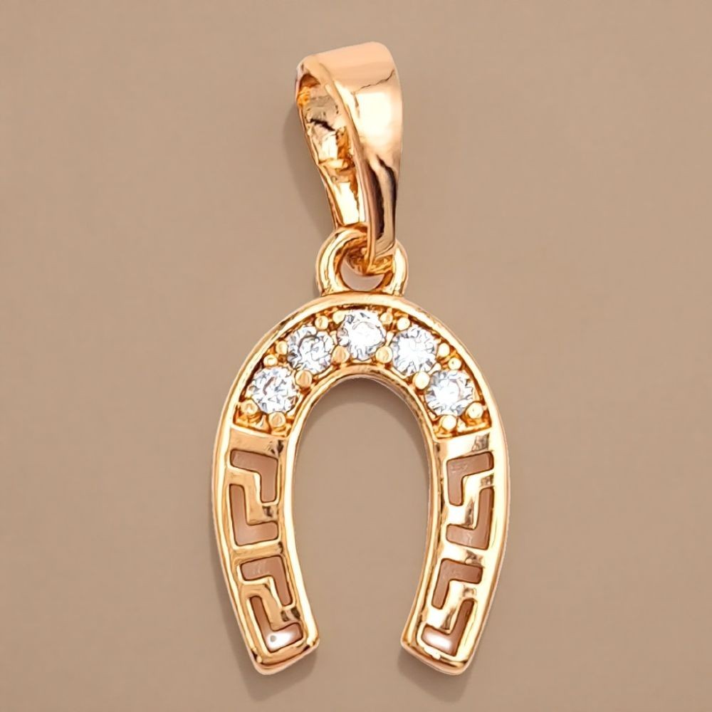 Pendentif fer à cheval plaqué or jaune 750 collier femme élégant