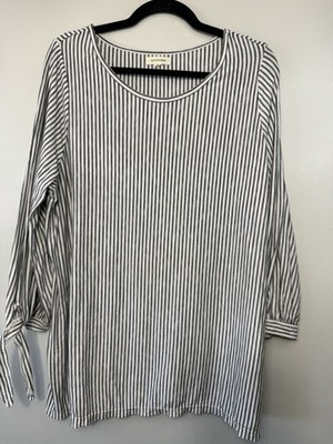 Max Studio Plus Size Black Pinstripe Tunic With Tied Sleeve Cuffs Size 2X