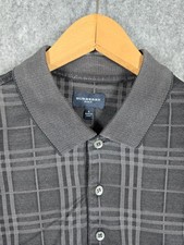 BURBERRY GOLF Plaid Check Polo Shirt Men's LARGE L Black KNIT Cotton ITALY MADE