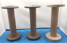 Lot of 3 Vintage Antique Wooden Spools Industrial Textiles Vintage Wood 9"