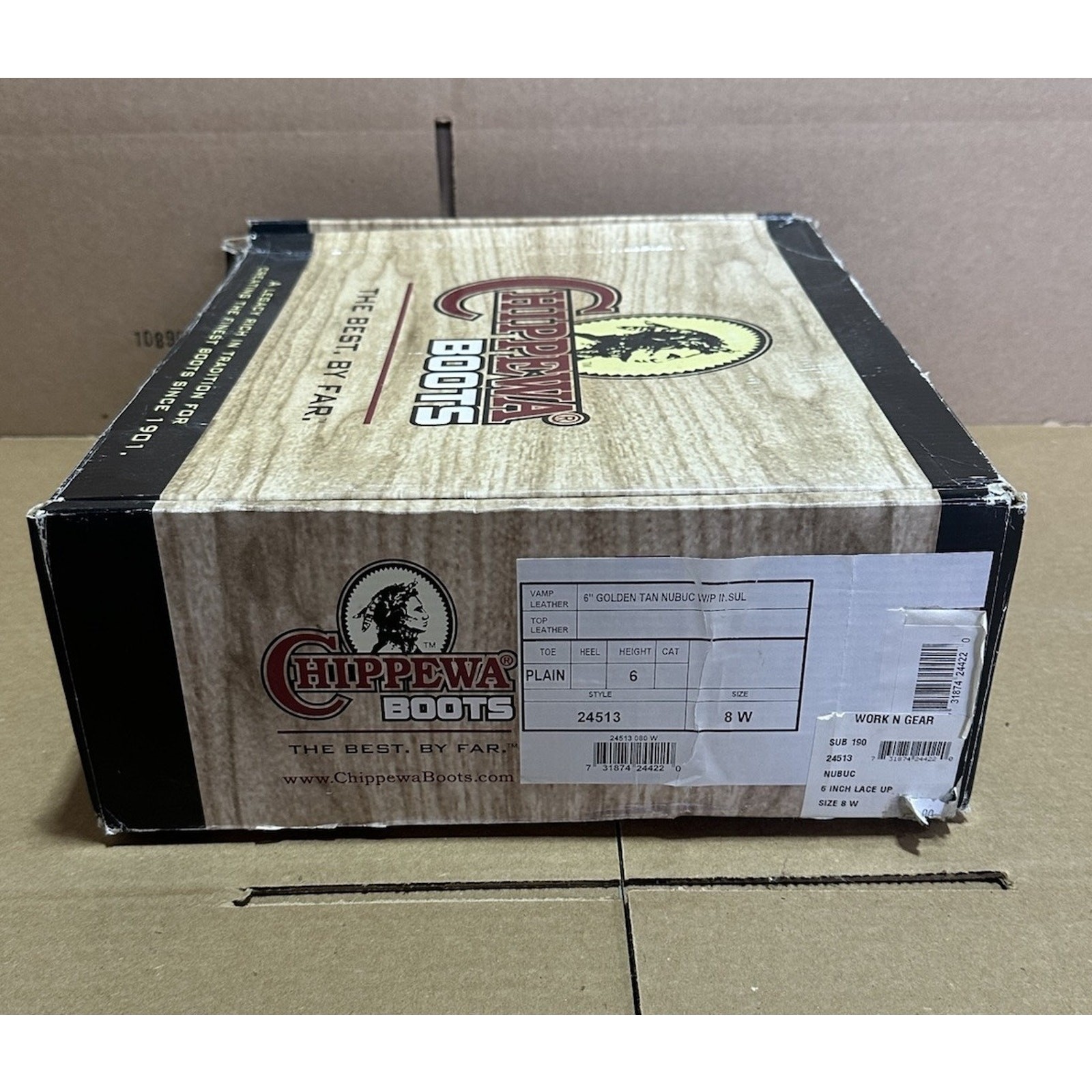 Chippewa Gold 24513 Leather Boots 6" Insulated Soft Toe Work Boot Sz 8W Seamless