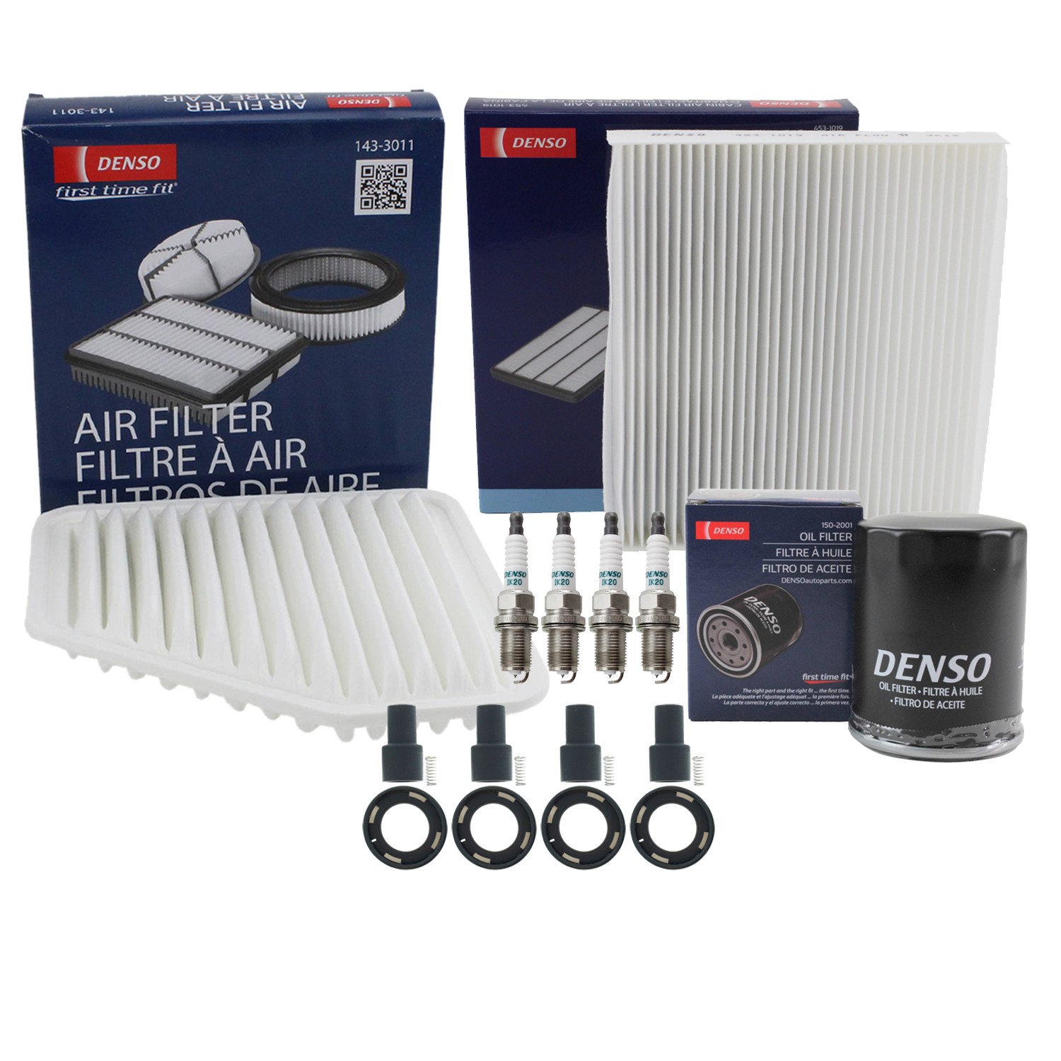 Denso Tune Up Kit 4 Spark Plugs  Boots Kit for RAV4 2.4L L4 GAS 2AZ-FE FWD 4WD