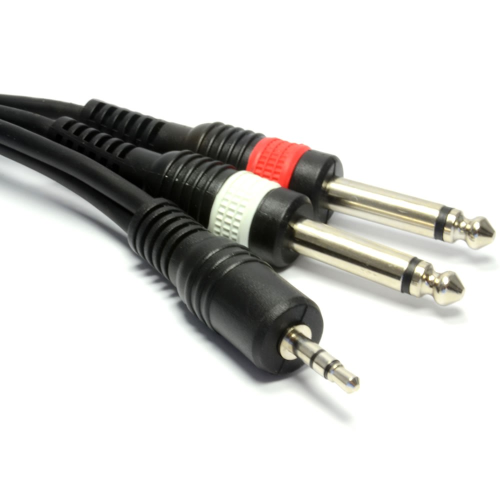 3m   PRO 3.5mm TRS Stereo to 2 x 6.35mm 1/4 inch Big Mono Jacks Mixer Cable Lead