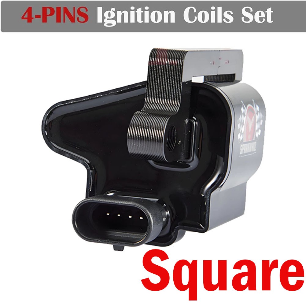 8Pack Square Ignition Coil & Spark Plug & Wire For Chevy GMC 4.8L 5.3L 6.0L 8.1L