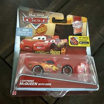 Disney Pixar Cars Rusteze Racing Lightning McQueen With Sign Mattel Diecast New