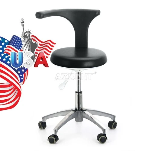 Dental Mobile Assistant Stool Adjustable Stool Chair PU Leather 21# Black - product listing photo