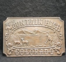 WJ03117 VINTAGE 1970s ROCKY MOUNTAIN HIGH COLORADO COMMEMORATIVE BELT BUCKLE
