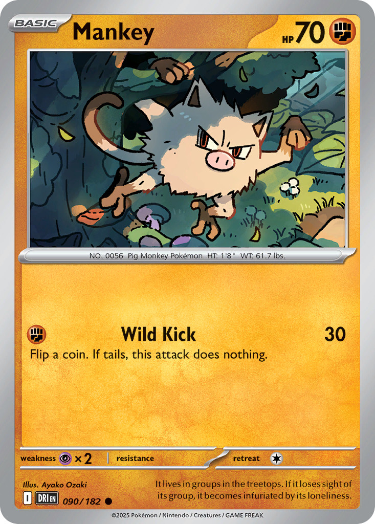 Mankey 90/182 Common | Destined Rivals | Pokemon Card