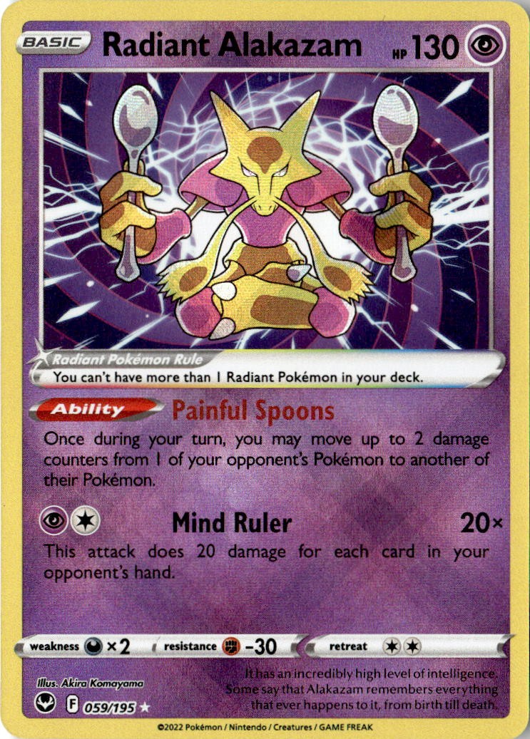 Radiant Alakazam Radiant Rare SWSH12: Silver Tempest 059/195 NM