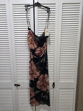 Persaya Floral Short Sleeve Dress Black, Maxi, Size Large
