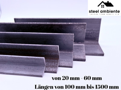 Winkeleisen, Stahlwinkel, gleichschenklig, L- Stahl 20-60 mm S235JR, 100-1500 mm