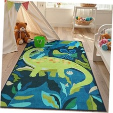 Washable 3x5 Dinosaur Rugs for Boys Bedroom, Soft Animal Rug for 3  x 5  Blue