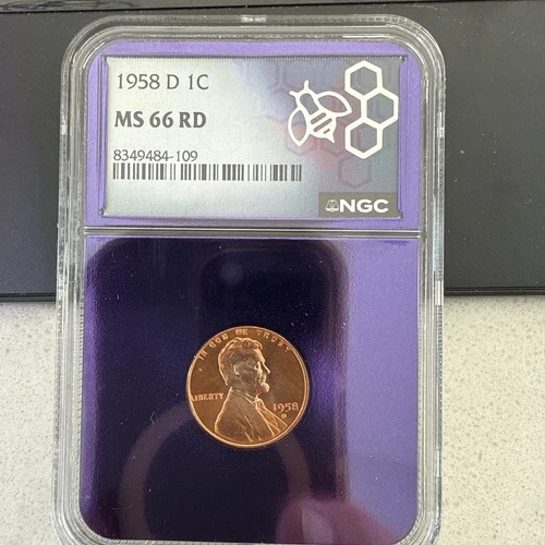 Trader Bea 1958 D 1C MS 66 RD - Purple Core - Lincoln Cent - NGC Graded Penny