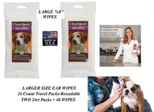 48 pc Pro PET EAR CLEANSING Large WIPES DOG CAT SAME AS TOP PERFORMANCE ProEar