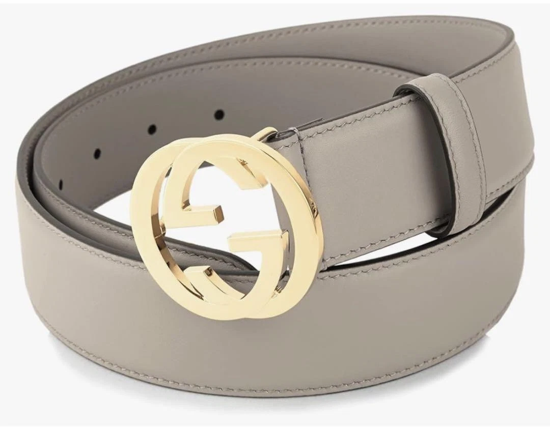 Ceinture GUCCI en cuir gris double logo