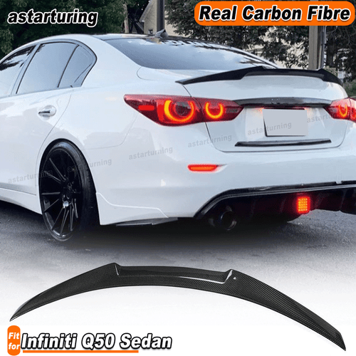 Fit For Infiniti Q50 Sedan 2014-20 REAL Carbon Rear Trunk Spoiler Lip Boot Wing  - Bild 1 von 12