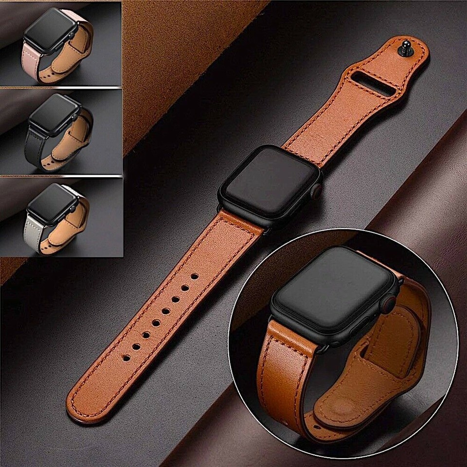 Genuine Leather Apple Watch Band For iWatch Series 8 7 6 5 4 38/40/41/42/44/45