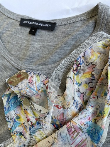 Alexander McQueen _ T-Shirt mit Seide und Spitze _ S - Bild 4 von 5