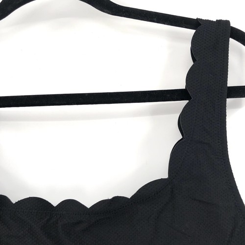 J.CREW Scallop Pique Scoopback One Piece Swimsuit Black 10 NWT Swim Women New - Picture 3 of 15