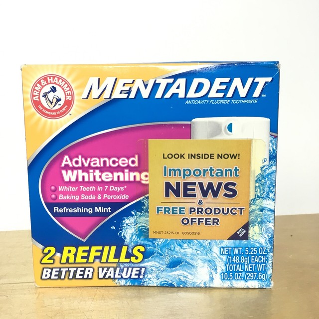 "Mentadent Toothpaste Twin Refills 10.5 Oz, Advanced Whitening