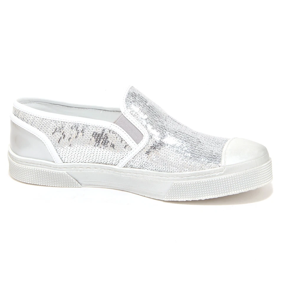 6520P sneaker  HOGAN REBEL SLIP ON argento/bianco scarpa bimba shoe kid - Immagine 2 di 4
