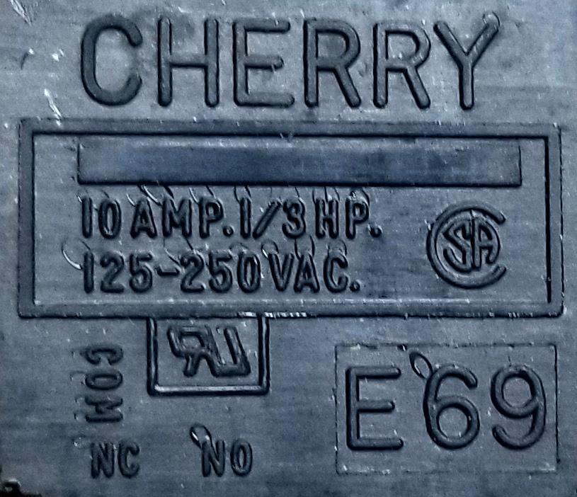 Cherry E69 Pushbutton Door Switch 10A 1/3hp 125-250VAC (Lot of 10