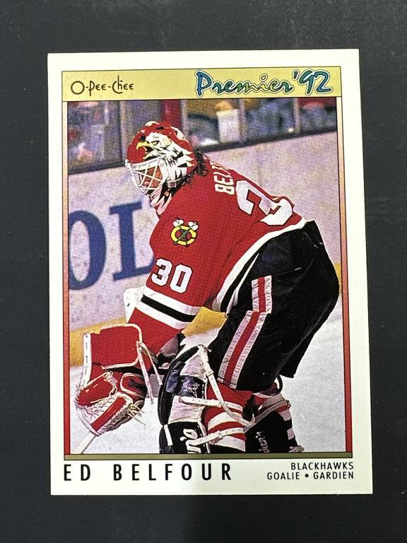 1992 O-Pee-Chee Premier Ed Belfour Blackhawks Base Card 19