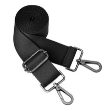 Wide Shoulder Strap Solid ,Adjustable W:1.5in,L:64.35in Nickel Buckles-black