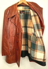 VTG RICHMAN BROTHERS Leather Jacket-Lined-Genuine Leather-Brown-Size 42-Button
