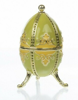 keren kopal Green Egg Trinket Box & music Handmade with Austrian  Crystals