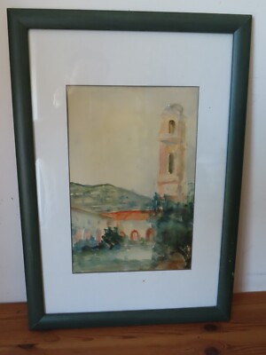 Aquarell Das Kloster Saint-Dominique de Corbara Korsika