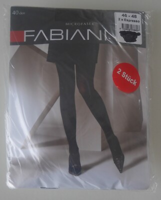 NEU: KARSTADT FABIANI STRUMPFHOSE 40 DEN DOPPELPACK! 46-48! espresso/dunkelbraun