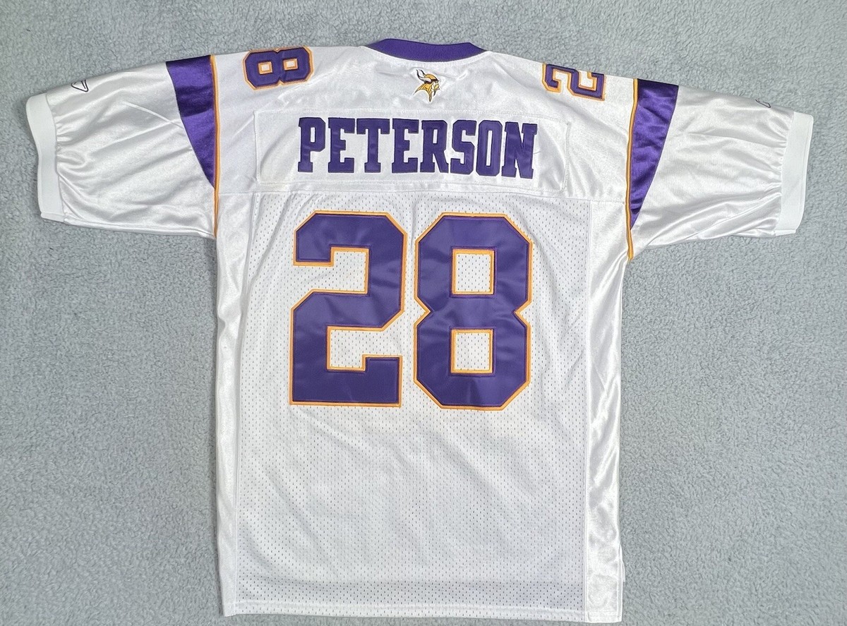 Reebok ゲームシャツ NFL バイキングス PETERSON 28番 XL Vintage Reebok Minnesota Vikings Adrian Peterson White