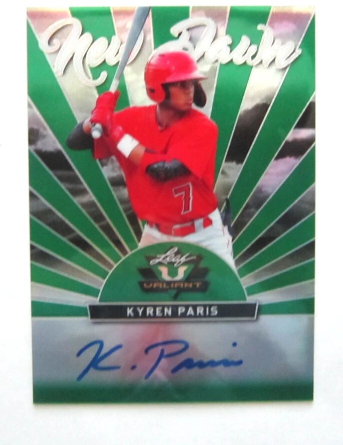 KYREN PARIS 2019 LEAF VALIANT GREEN REFRACTOR ROOKIE AUTO#73/99!ANGELS RC - Image 3 of 4