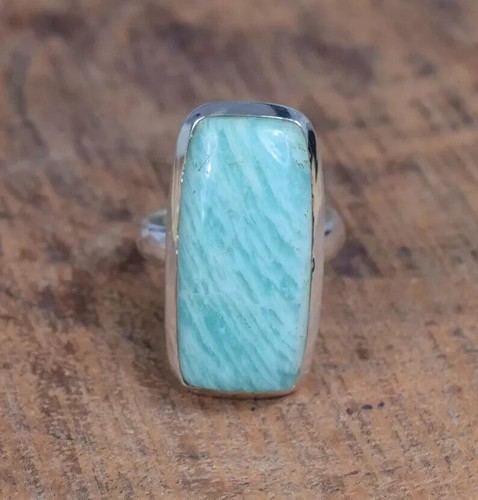 Amazonite Ring 925 Sterling Silver Handmade Gemstone Jewelry Women Gift - Picture 3 of 3