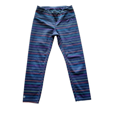 Athleta Sonar Stripe Cropped Legging XS Womens Navy Blue Multi Striped Zipper