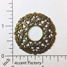 25043           Brass Oxidized Victorian Round Filigree Jewelry Finding
