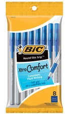 Round Stic Grip Xtra Comfort Ballpoint Pen, Medium Point (1.2mm), Blue, 8-Count