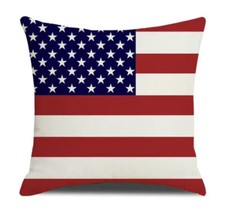 Patriotic THROW PILLOW COVER 4th of July Decorations "AMERICAN FLAG"" 18"X18"