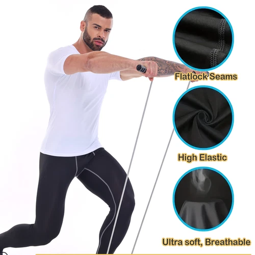 Camisa de compresión para hombre capa base torso deportivo manga corta gimnasio seco rápido camiseta - Imagen 6 de 26
