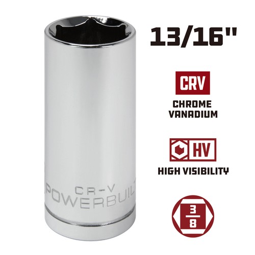 Powerbuilt 3/8 Inch Drive x 13/16 Inch 6 Point Deep Socket - 641207 - Picture 2 of 5