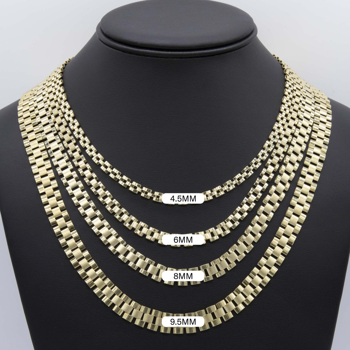 Reversible Rlx Railroad Chain Necklace Real 10K Yellow Gold All