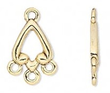 2 Antiqued Gold Plated Pewter 14x11mm Teardrop Earring Connectors 