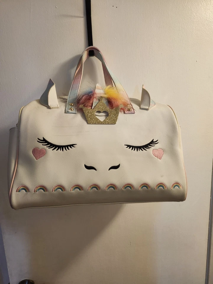 Satchell Bag- Under one sky Girls unicorn, White-14x 10x10" double straps - Image 3 of 4