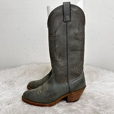 ACME Made in USA Gray Leather Western Cowboy Work Tall Rider Boots Men's 6.5 D