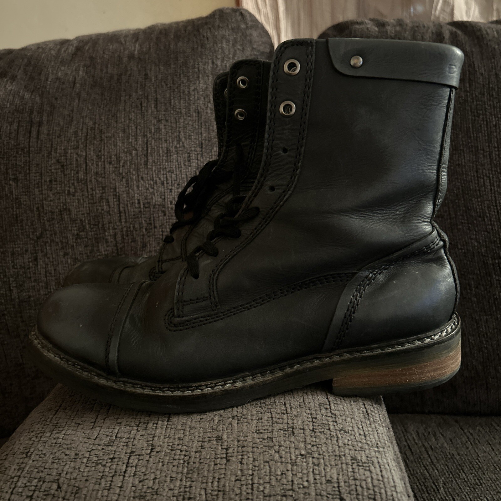 Diesel Gray  Combat Biker Moto Boots Shoes Men's Size EU 43 US 10